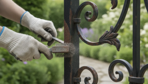Comment appliquer de la peinture antirouille sur un portail en fer forgé ancien ?